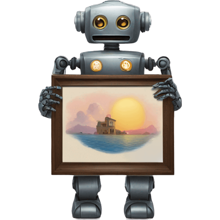 robot holding beautiful painting emoji