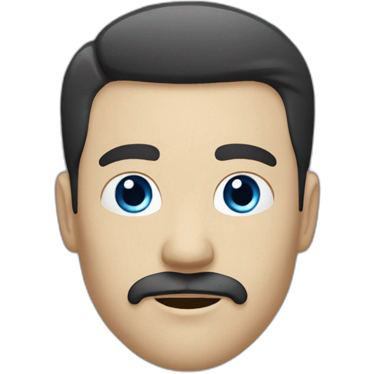 white man with blue eye black hair with mustache plus goatee emoji