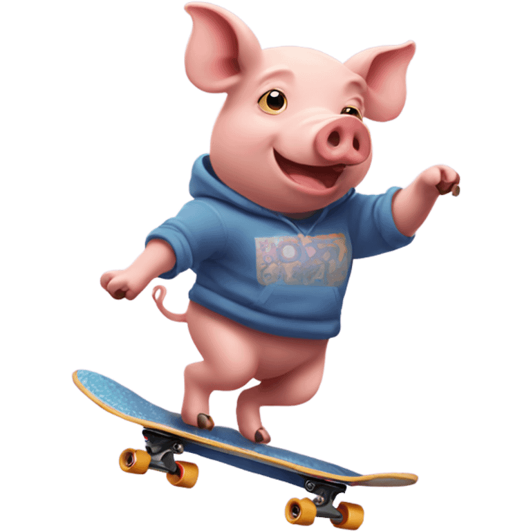 Pig riding a skateboard  emoji