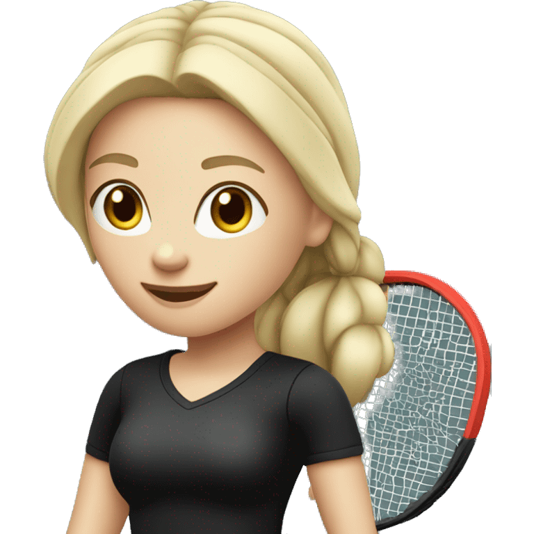 blonde girl playing tennis in black top and black leggings emoji