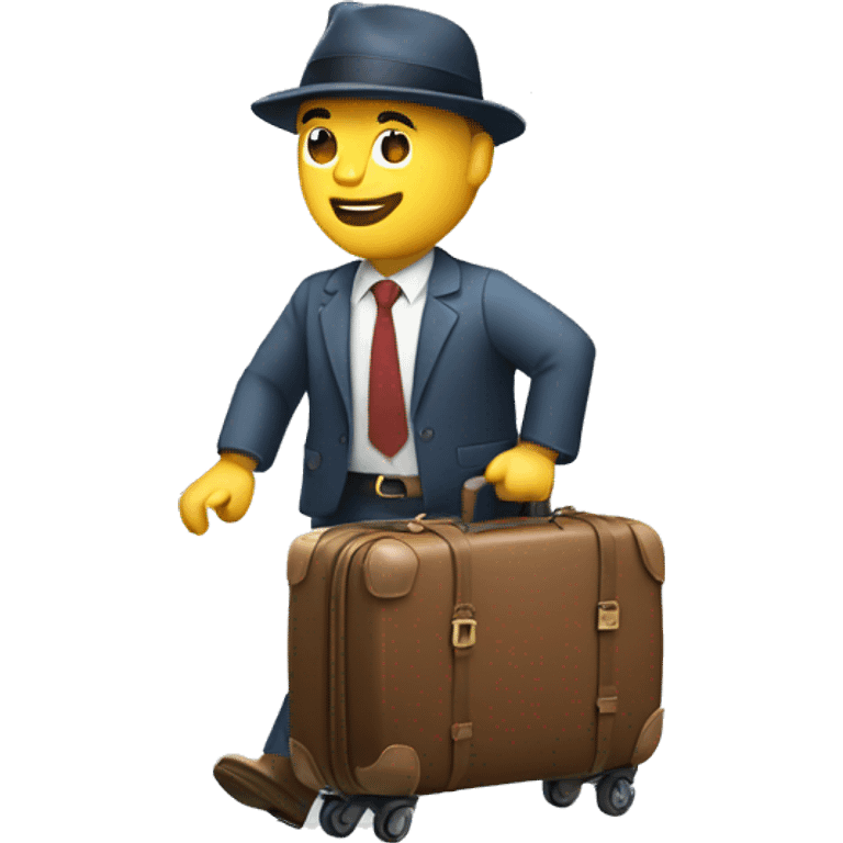 a man pulling a suitcase with wheels emoji