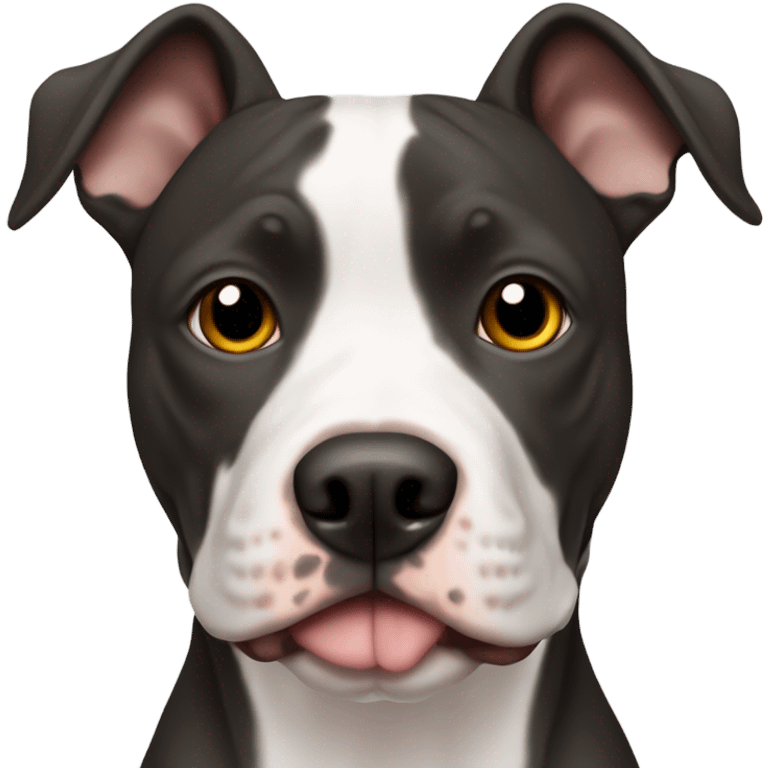 American pitbull terrier black and white brown eyes emoji