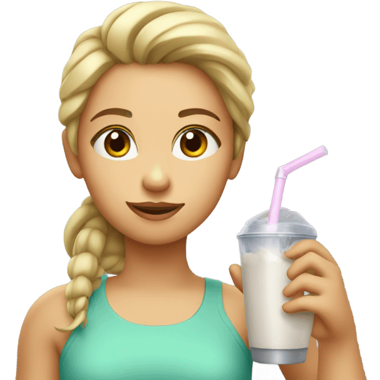 Girl drinking Protein shake  emoji