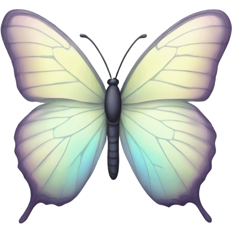 Pastel white iridescent butterfly emoji