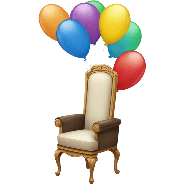 chair flying with ballons emoji