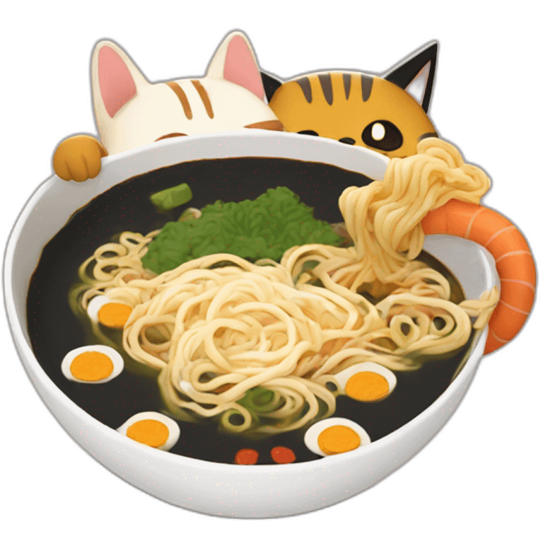 Naruto qui mange avec un ramen avec un chat  emoji