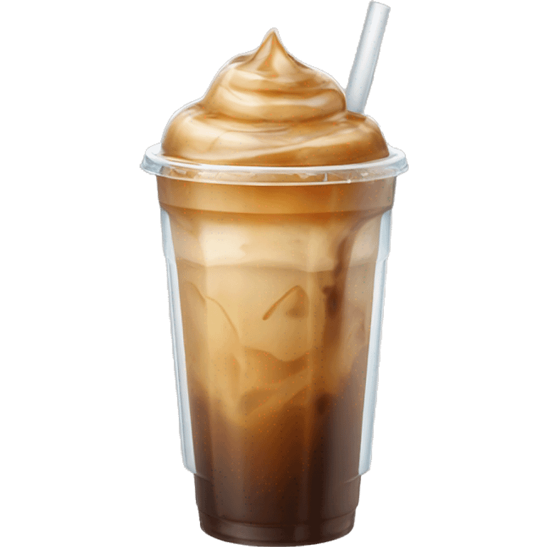 Caramel iced coffee in a clear cup  emoji