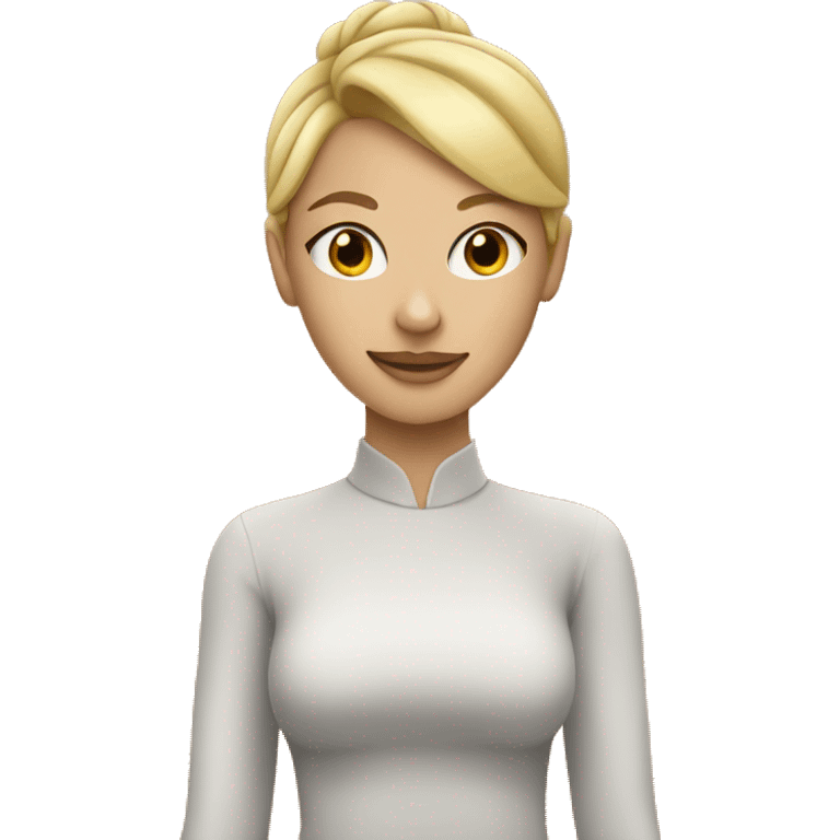 Girl with Blonde hair in bun holding orange gat emoji