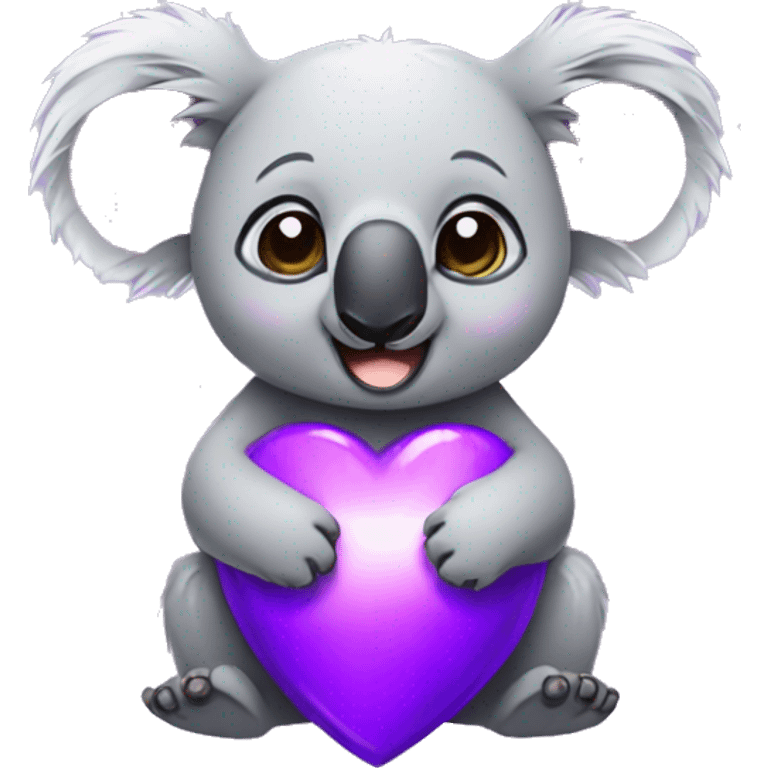 Koala cute with Purple Heart  emoji