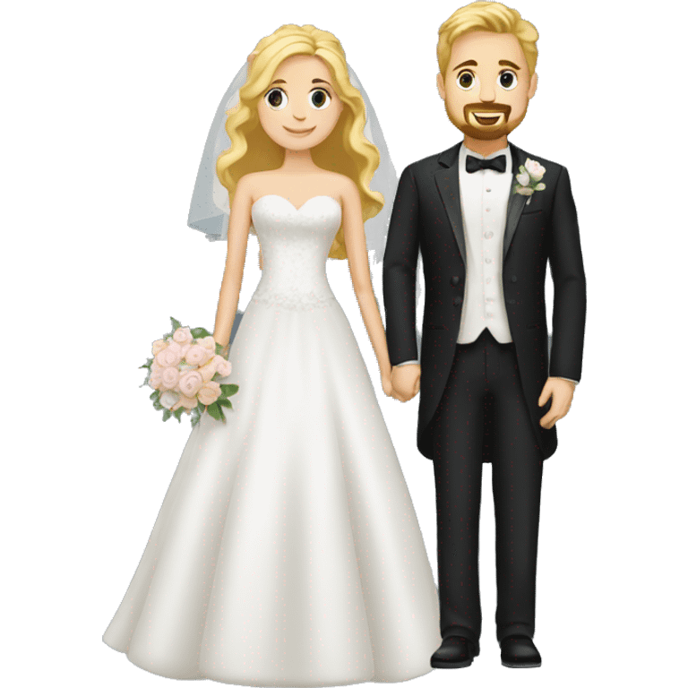 wedding couple. groom has goatee. bride has blonde hair emoji