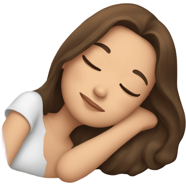 a girl with brunette hair sleeping  emoji