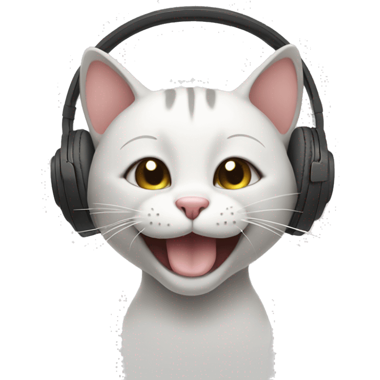 happy Cat in headphones  emoji