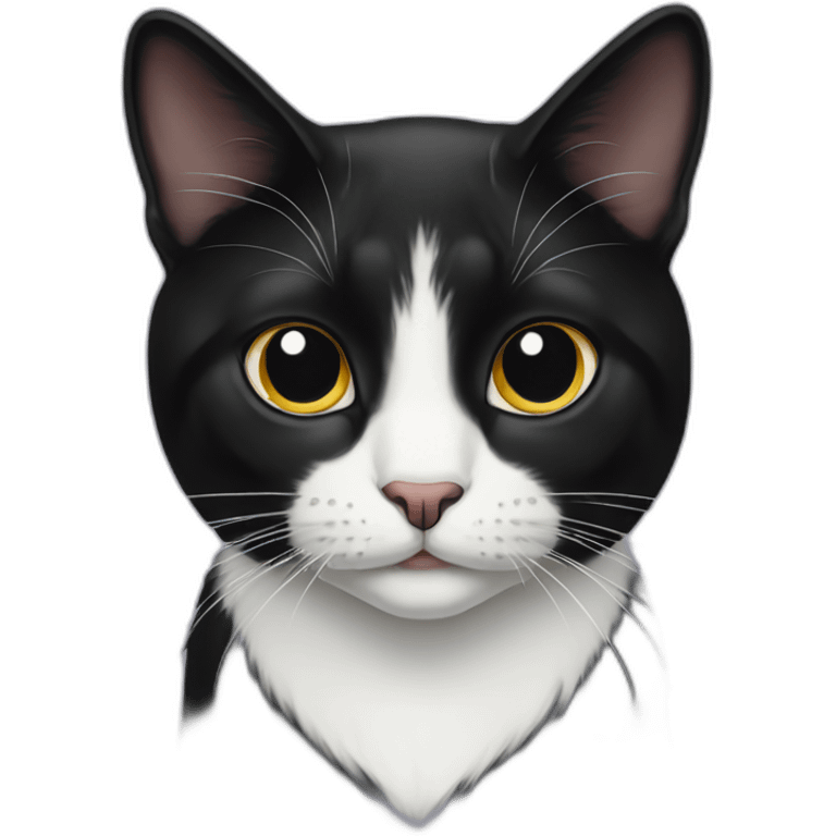 Tuxedo Cat with black nose emoji