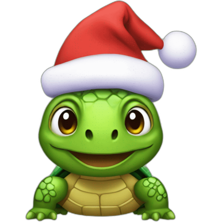 the twitch turtle huh emote with a christmas hat on emoji