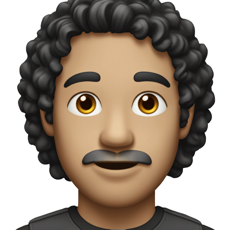 man with white skin and black curly hair, wear casual shirt , closeout face emoji