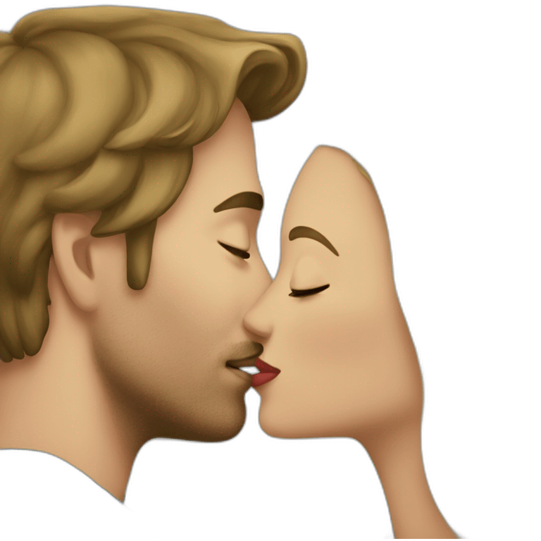 Blond woman kissing brunette man emoji