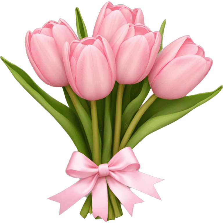 light pink tulip bouquet with light pink bow emoji