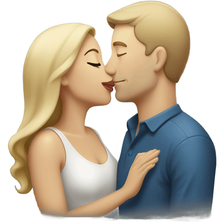 Light skin woman with kissing white man emoji