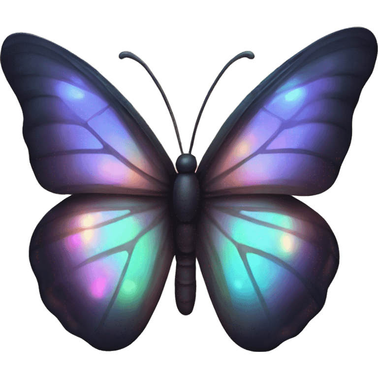 Dark iridescent butterfly glowing emoji