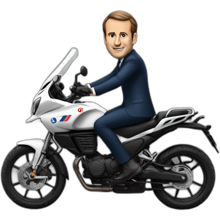 Macron sur une moto emoji