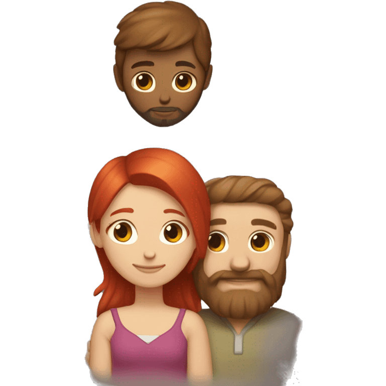 Cherry red head girl hugged by light browned hair bearded man  emoji