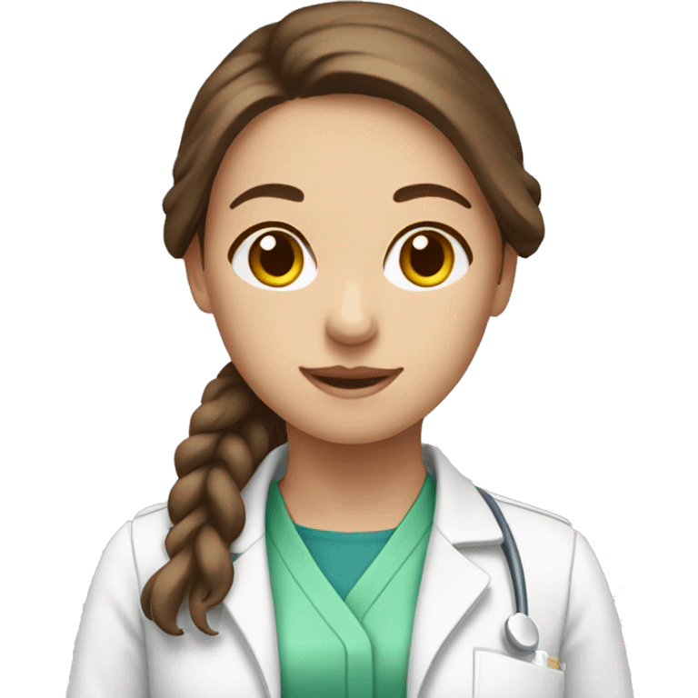 Brown haired girl with fair skin working in pharmacy  emoji