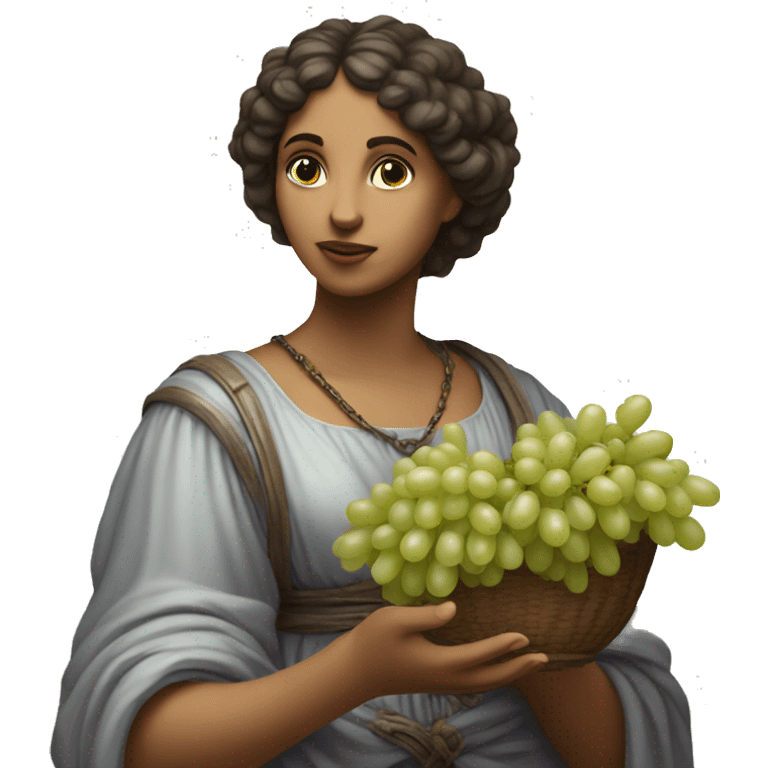 Sappho holds a bunch of grapes in her hand emoji