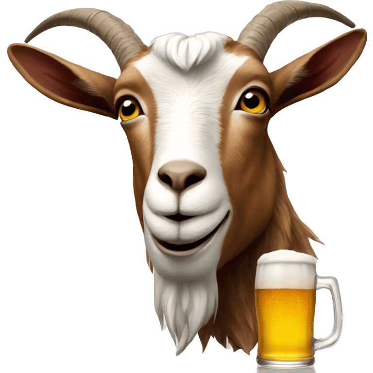 Goat drinking a beer emoji