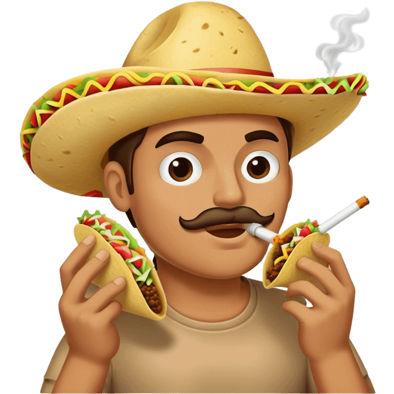 Man with taco smoking a cigarette  emoji