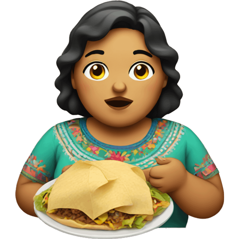 Fat mexican woman eating  emoji