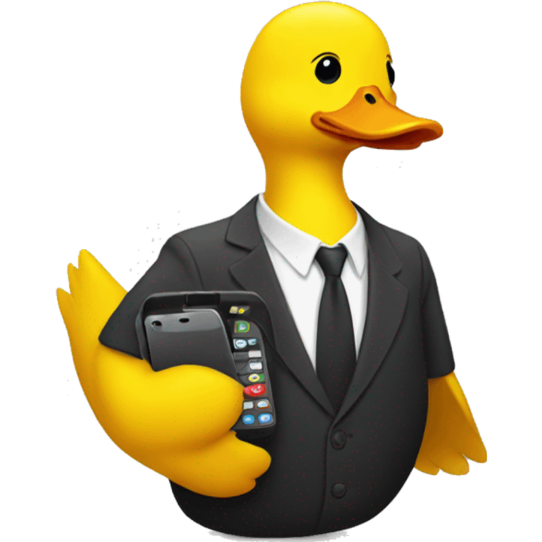 yellow duck holding a cellphone emoji