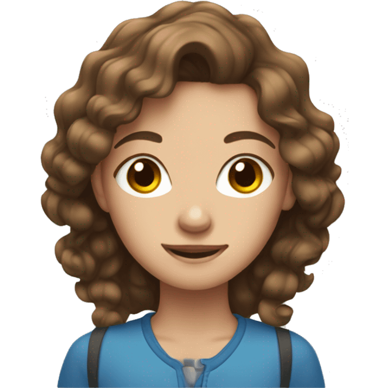 teenaged girl with wavy brown hair and blue eyes emoji