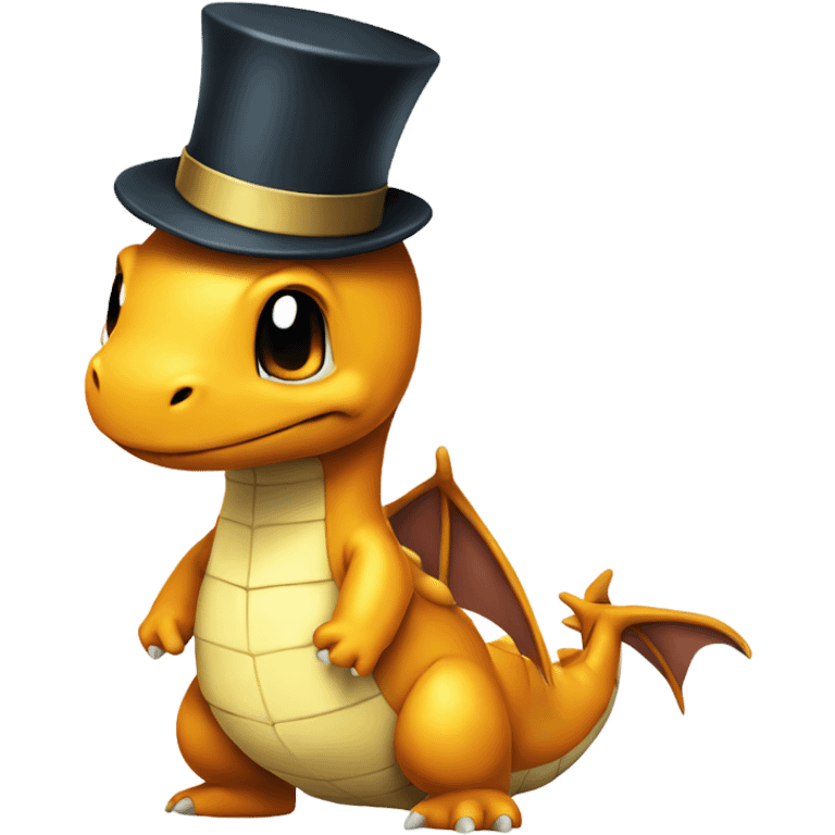 Dragonite wearing a top hat emoji