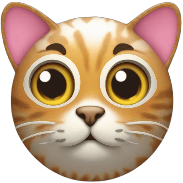 3d sphere with a cartoon Cat skin texture with big playful eyes emoji