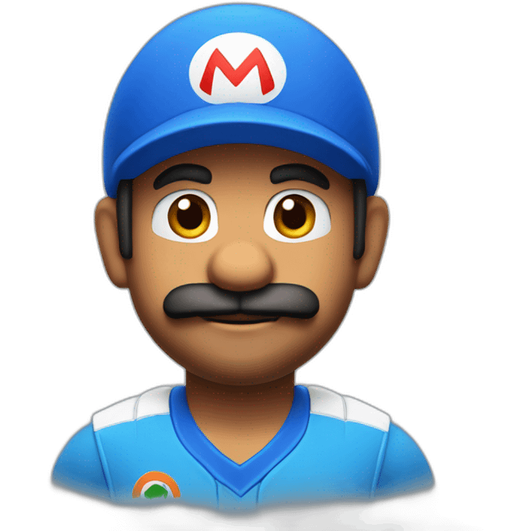 mario wearing blue indian cricket team jersey emoji