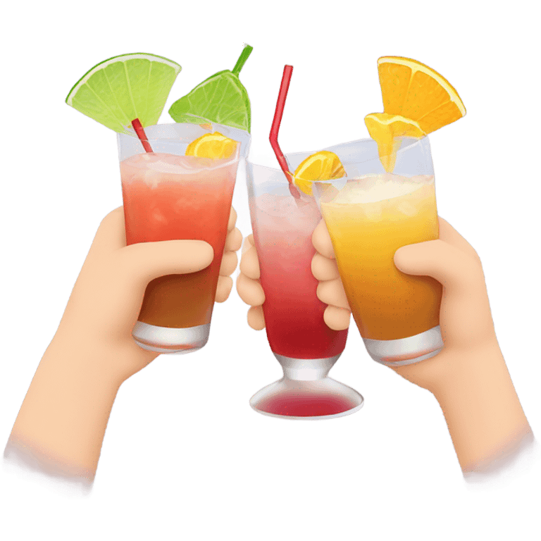 Three cocktails in hands emoji