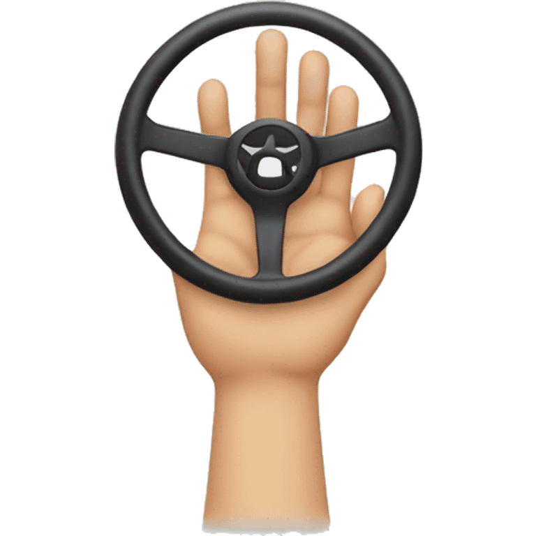 steering wheel with a hand gripping on it emoji