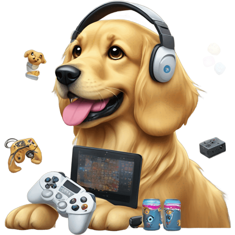 Gaming golden retriever￼￼ emoji