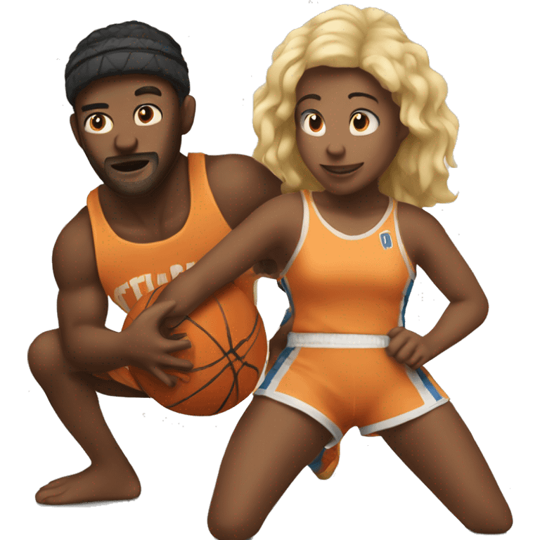 Guy that wrestles and girl that plays basketball  emoji