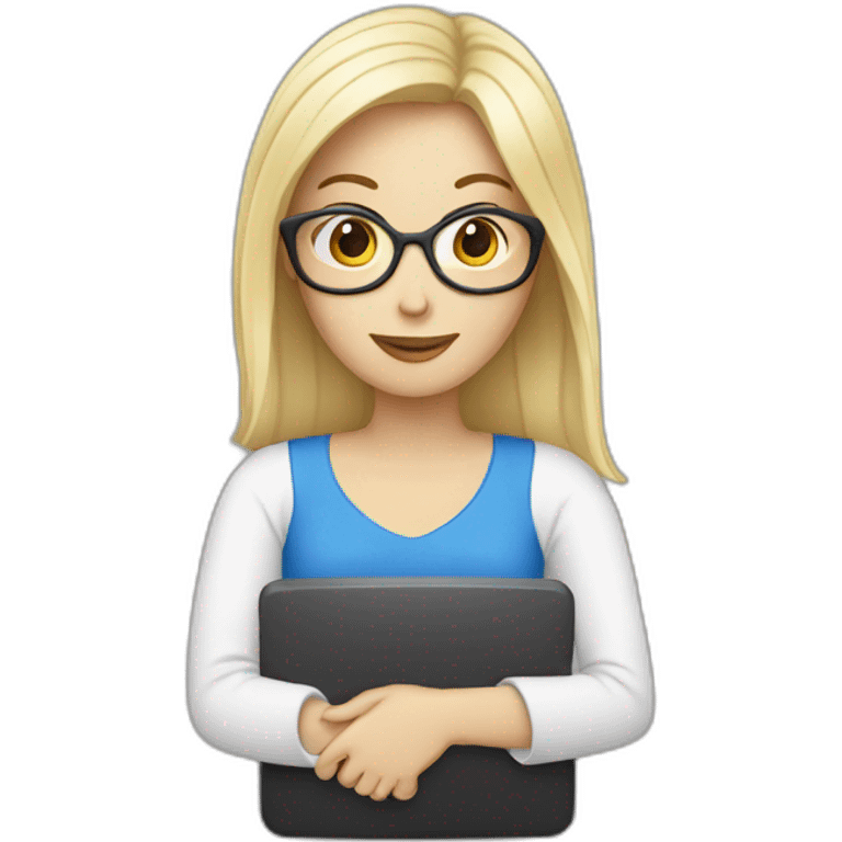 white woman with computer emoji