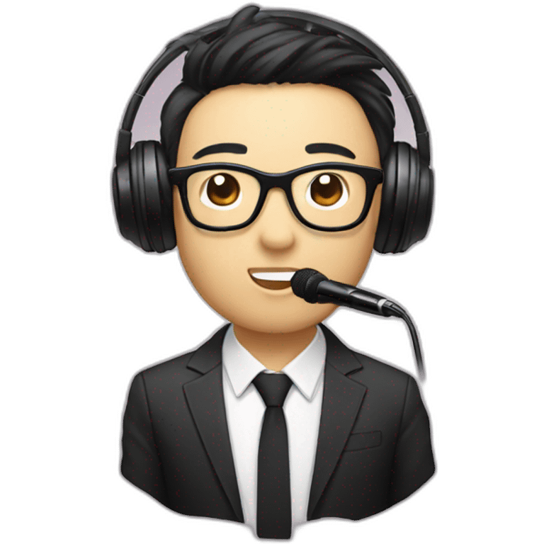 Vocalist with glasses and microphone korean emoji