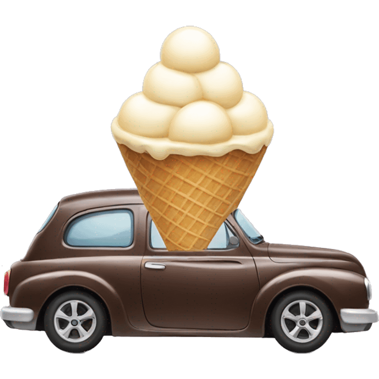 Car whit a ice cream emoji