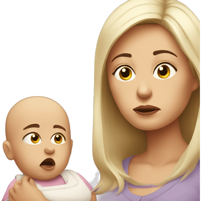 skeptical mother with sad baby emoji