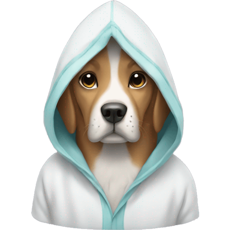 Dog wearing a hoodie at a spa emoji