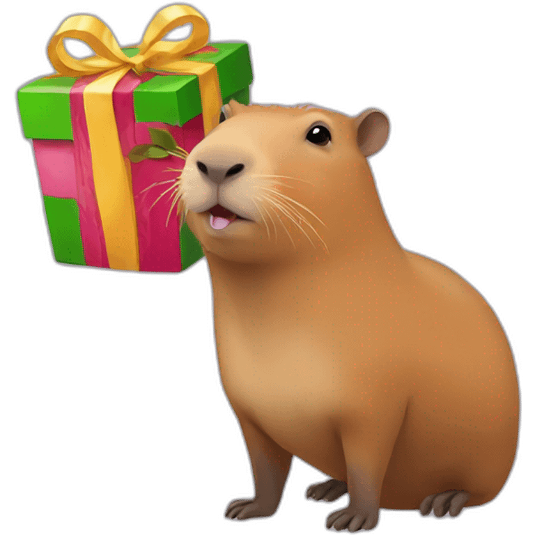 Capybara with present emoji