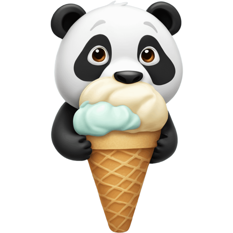 Panda eating a panda ice cream cone emoji