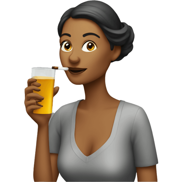 Lady smoking and drinking emoji