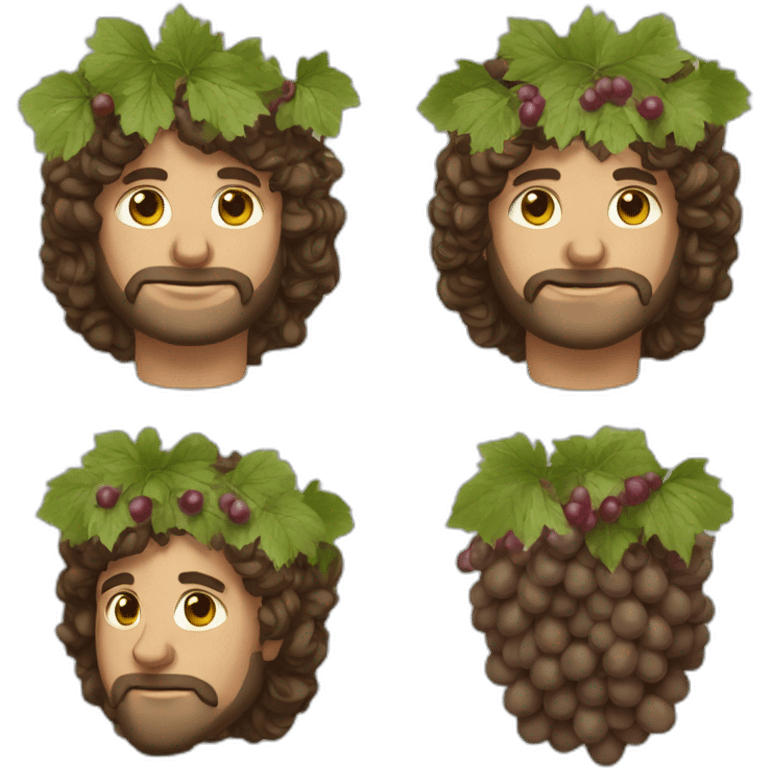 man with greek robe long curly hair and a crown of grapes and leaves emoji