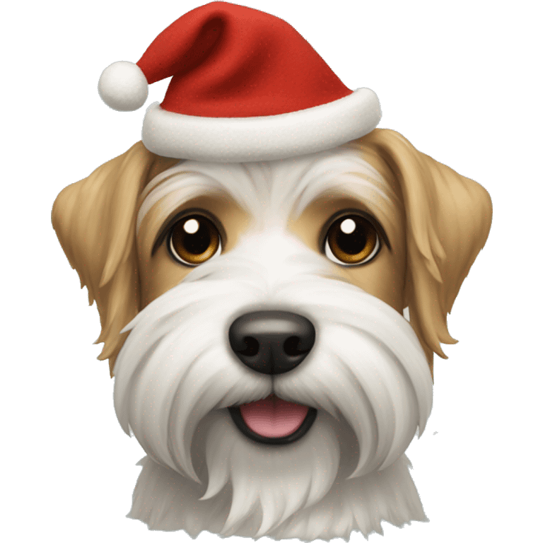 A Tibet Terrier wearing a Christmas pullover  emoji