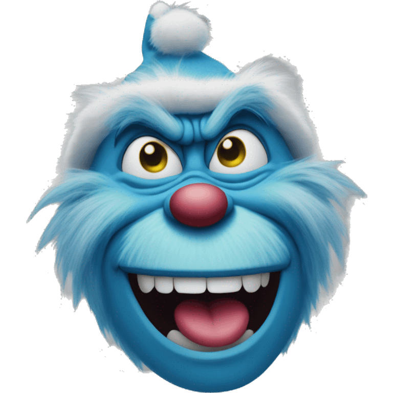 Blue grinch face emoji